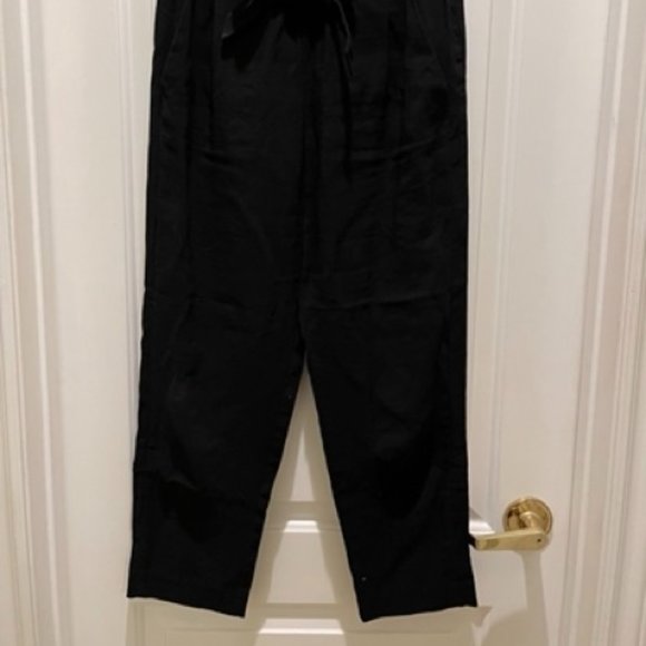 ZARA High-Waisted Paper Bag Pants, Black, Small - Picture 6 of 9